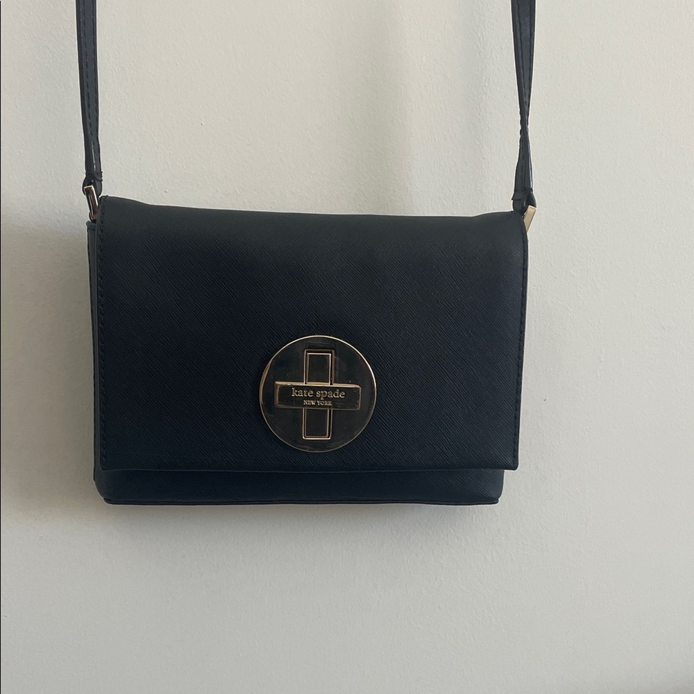 Kate Spade Black Crossbody Bag with Gold Accent